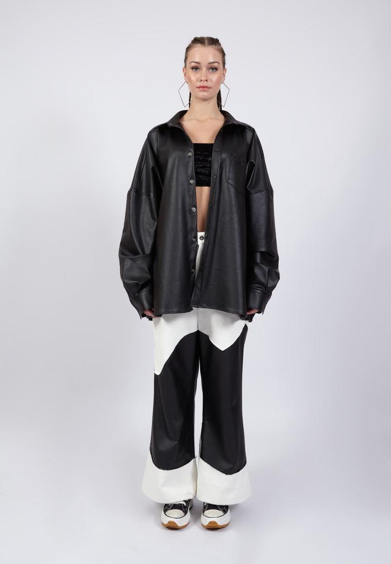 OCWA BROOKLYN OVERSIZED LEATHER Y2K SHIRT
