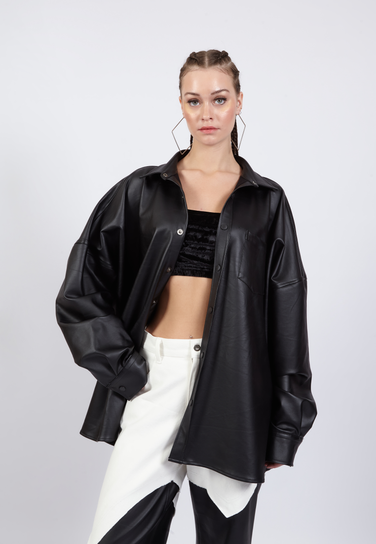 OCWA BROOKLYN OVERSIZED LEATHER Y2K SHIRT