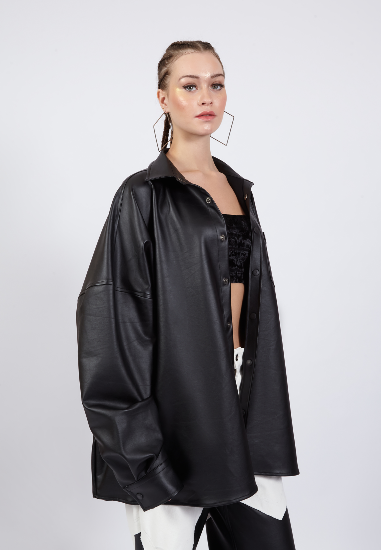 OCWA BROOKLYN OVERSIZED LEATHER Y2K SHIRT
