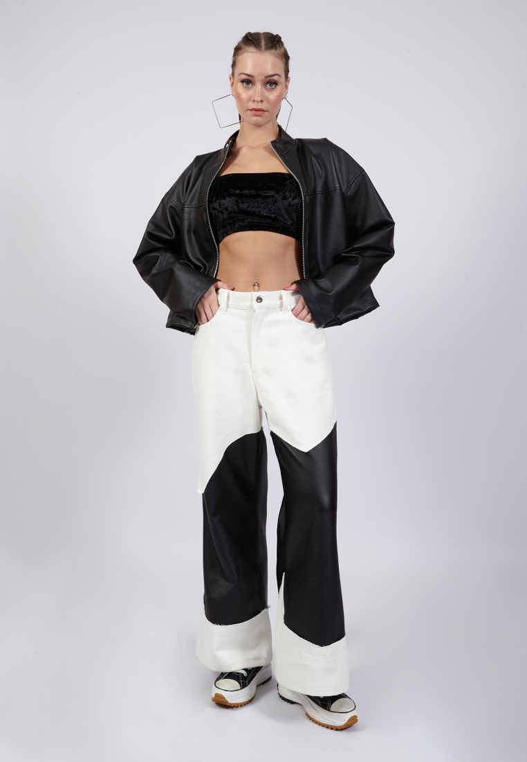 OCWA HARLOW BLACK LEATHER CROP JACKET