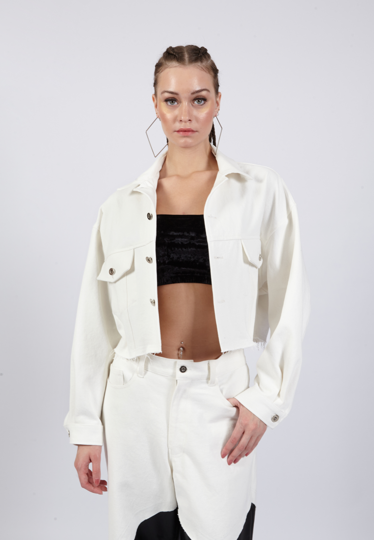 OCWA KOA WHITE CROP DENIM JACKET