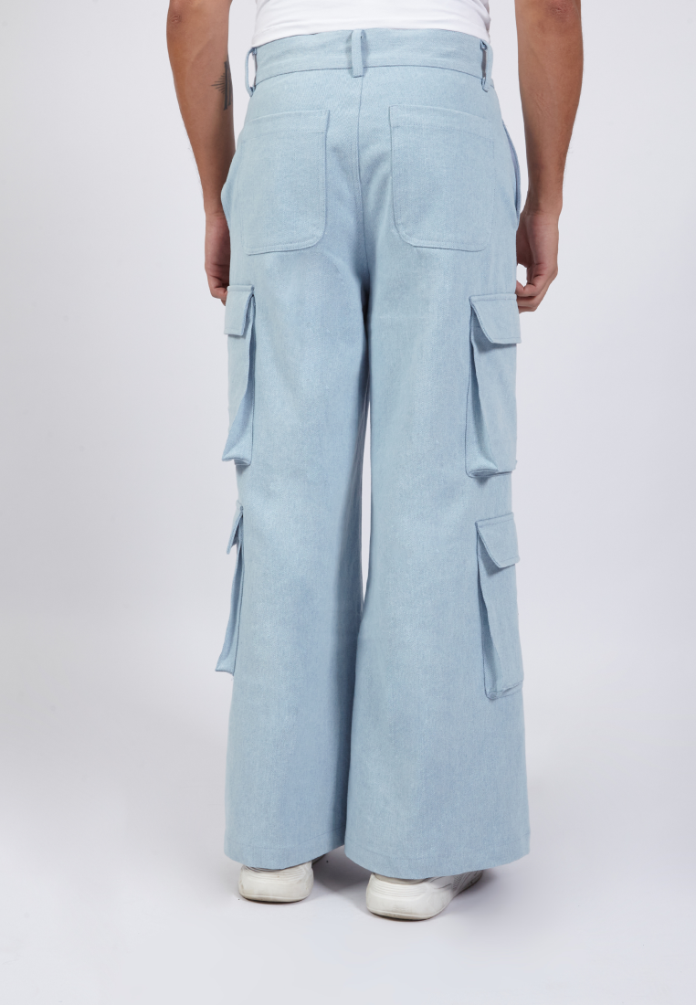 OCWA DIMA WIDELEG FLARE CARGO LIGHT BLUE JEANS DENIM