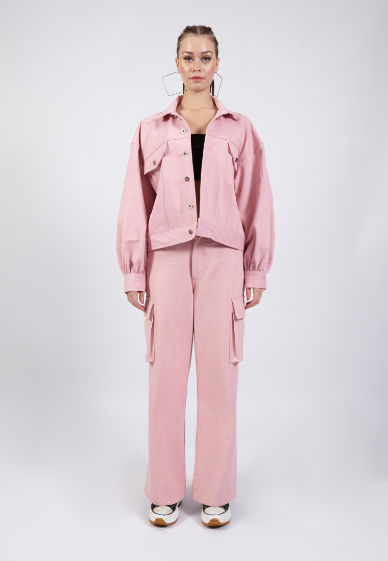 OCWA POPE PINK OVERSIZED PUFF DENIM JACKET