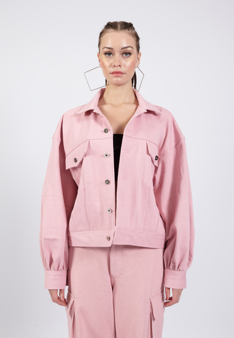 OCWA POPE PINK OVERSIZED PUFF DENIM JACKET