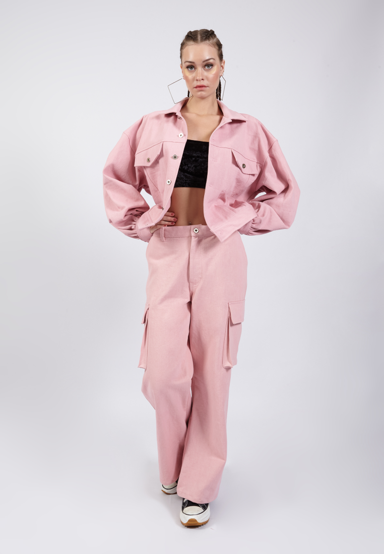 OCWA POPE PINK OVERSIZED PUFF DENIM JACKET