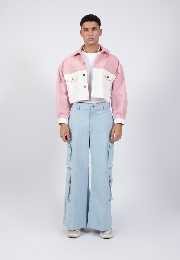 OCWA LUX PINK WHITE CROP DENIM JACKET