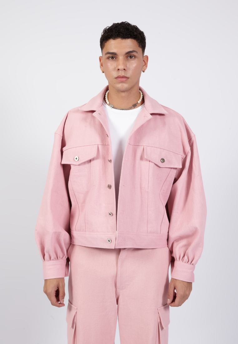 OCWA POPE PINK OVERSIZED PUFF DENIM JACKET