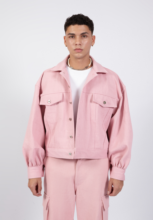 OCWA POPE PINK OVERSIZED PUFF DENIM JACKET
