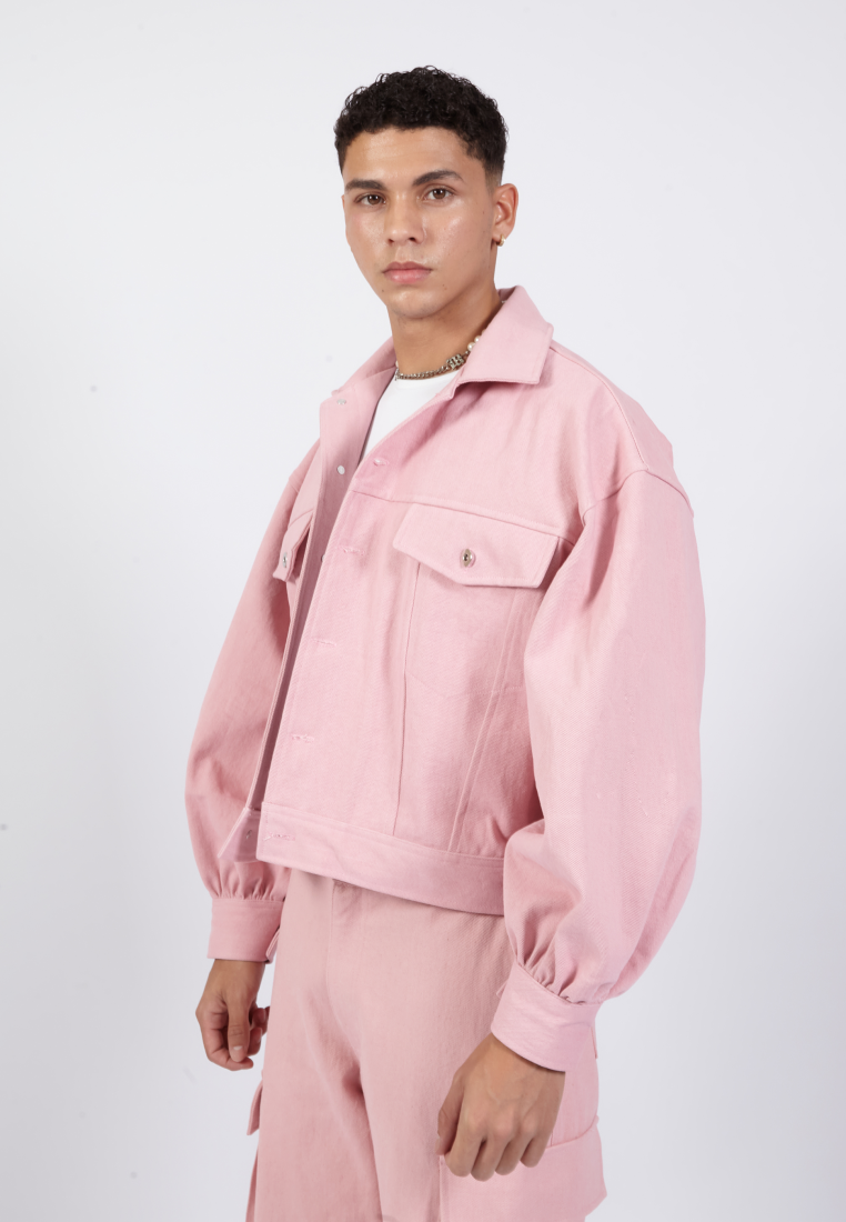 OCWA POPE PINK OVERSIZED PUFF DENIM JACKET