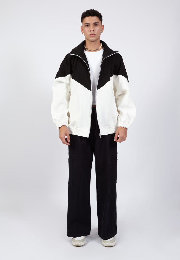 OCWA ATLAS OVERSIZED COLORBLOCK BLACK WHITE DENIM JACKET