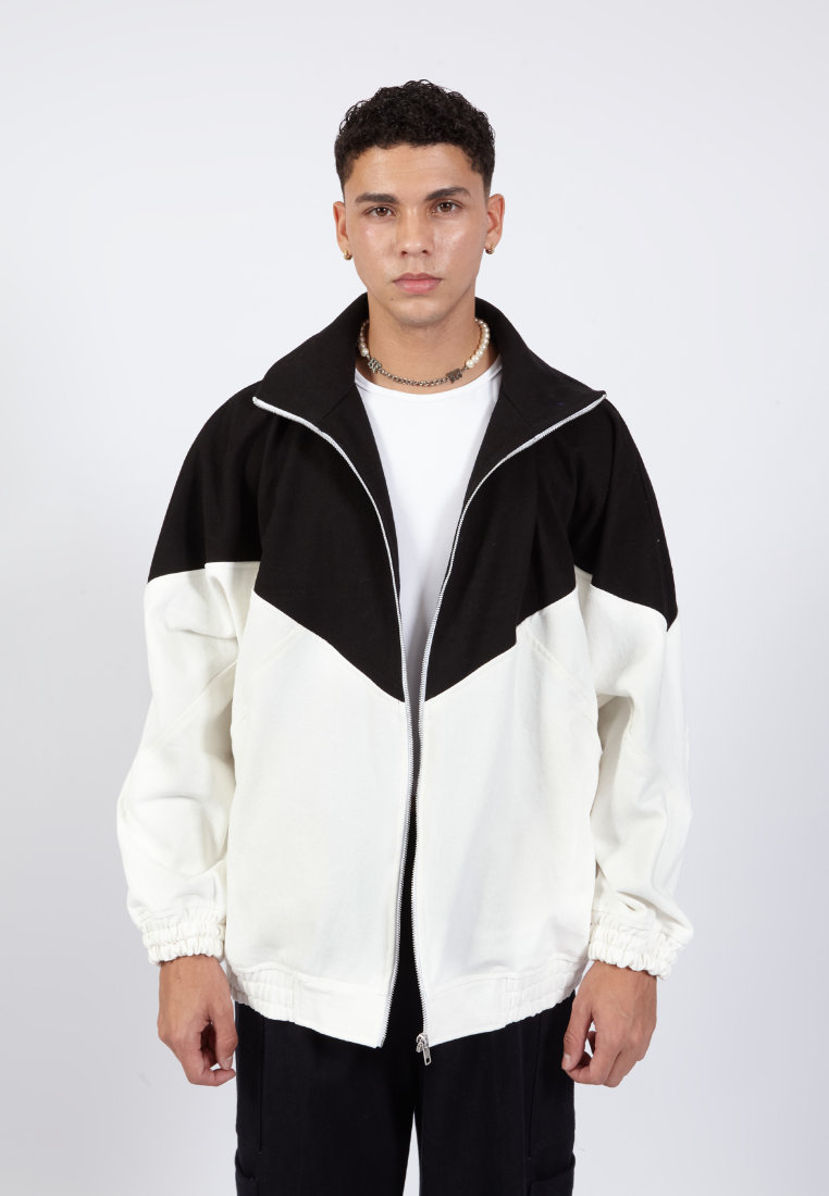 OCWA ATLAS OVERSIZED COLORBLOCK BLACK WHITE DENIM JACKET