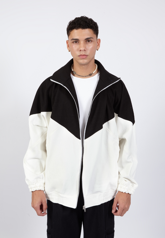 OCWA ATLAS OVERSIZED COLORBLOCK BLACK WHITE DENIM JACKET