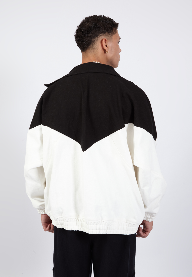OCWA ATLAS OVERSIZED COLORBLOCK BLACK WHITE DENIM JACKET