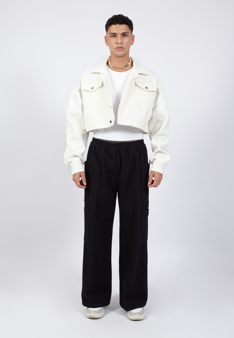 OCWA JULES WHITE CROP DENIM JACKET