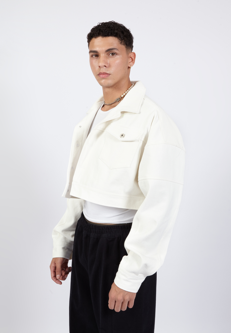 OCWA JULES WHITE CROP DENIM JACKET
