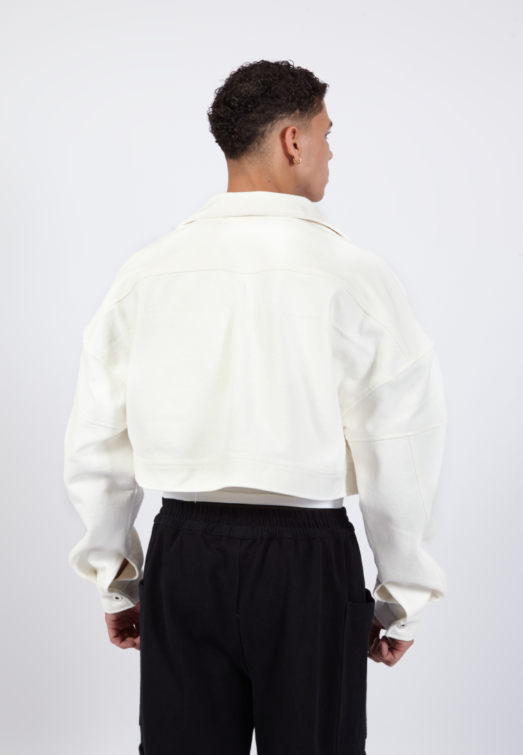 OCWA JULES WHITE CROP DENIM JACKET