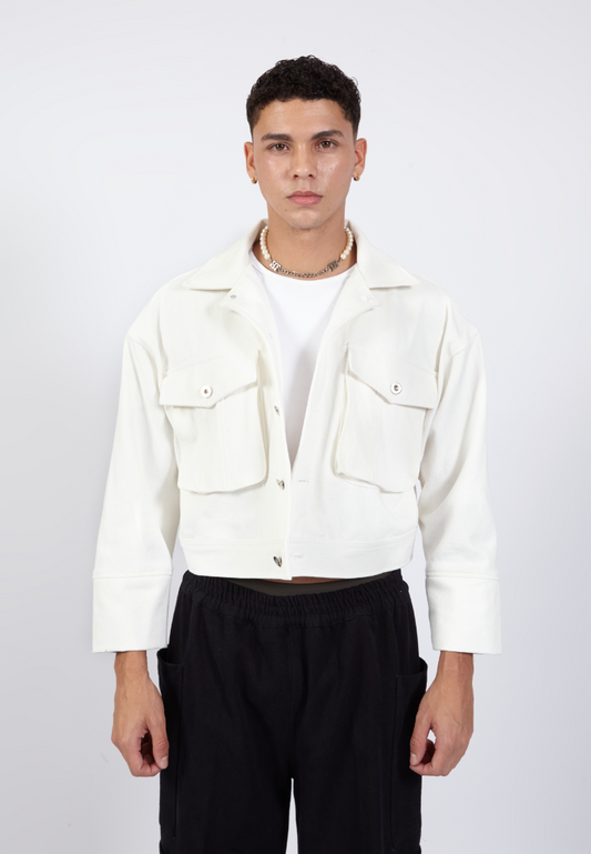 OCWA PREACH WHITE OVERSIZED DENIM JACKET