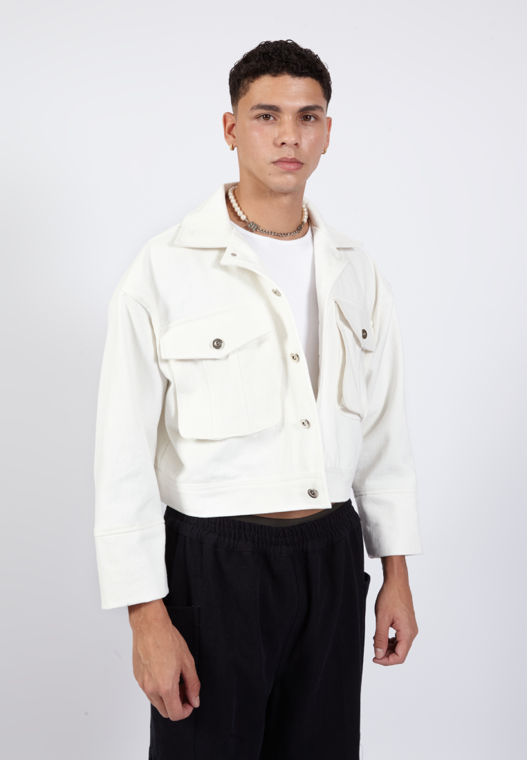 OCWA PREACH WHITE OVERSIZED DENIM JACKET