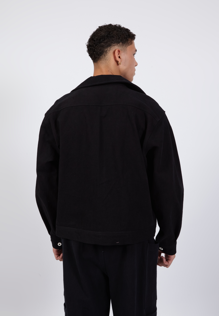 OCWA PORTER OVERSIZED BLACK ZIPPER DENIM JACKET