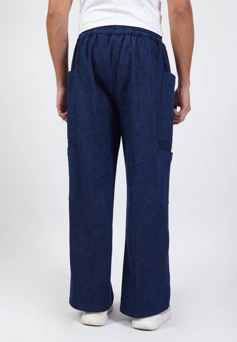 OCWA SILOH WIDE LEG CARGO DARK BLUE DENIM JEANS WITH POCKET