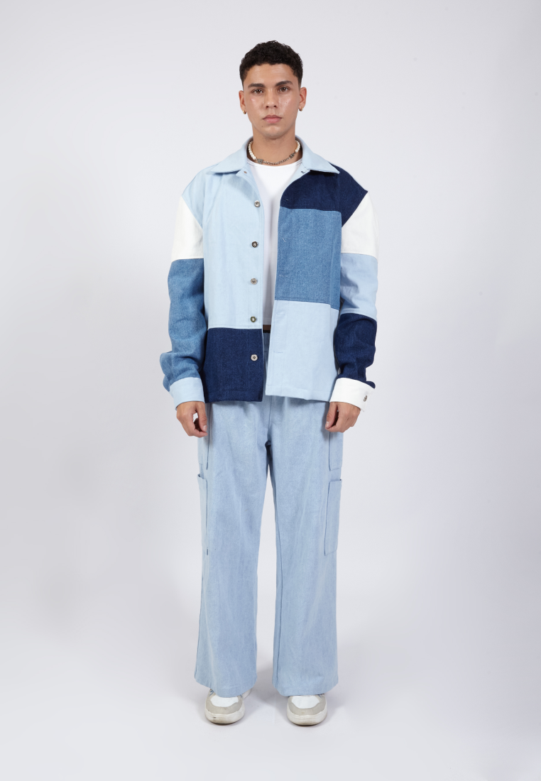 OCWA FRESCO OVERSIZED COLORBLOCK PATCH BLUE WHITE NAVY DENIM JACKET