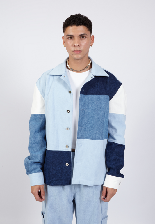 OCWA FRESCO OVERSIZED COLORBLOCK PATCH BLUE WHITE NAVY DENIM JACKET