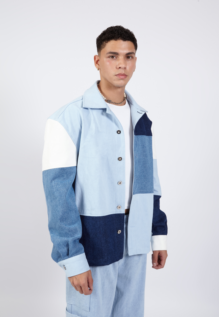 OCWA FRESCO OVERSIZED COLORBLOCK PATCH BLUE WHITE NAVY DENIM JACKET