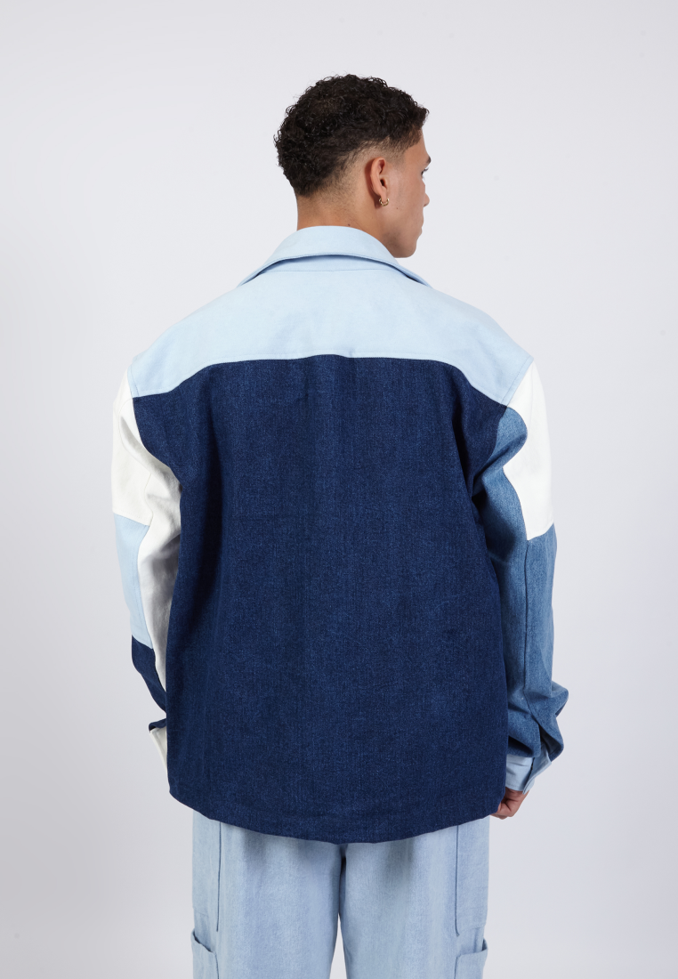OCWA FRESCO OVERSIZED COLORBLOCK PATCH BLUE WHITE NAVY DENIM JACKET