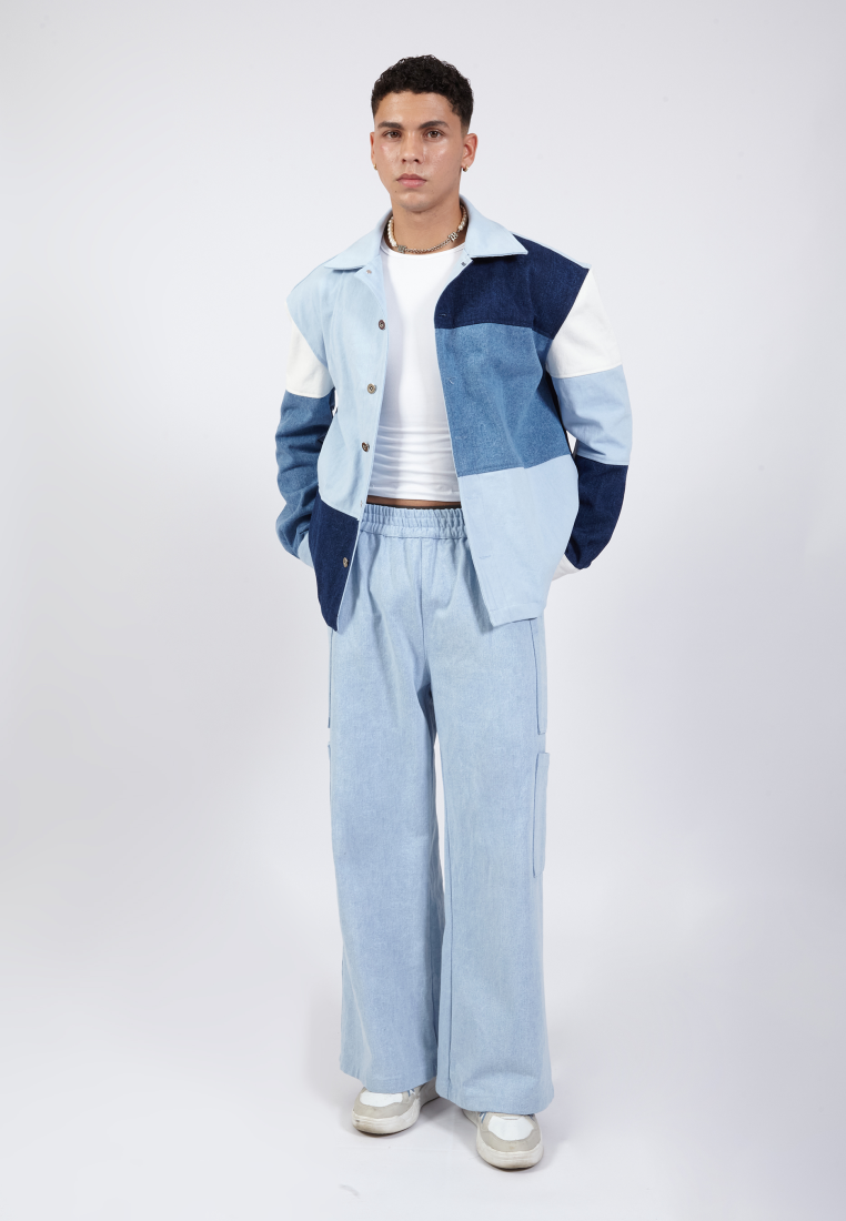 OCWA FRESCO OVERSIZED COLORBLOCK PATCH BLUE WHITE NAVY DENIM JACKET