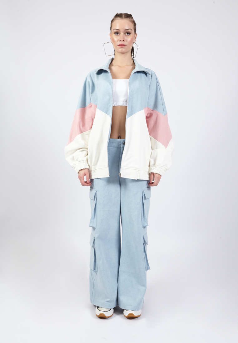 OCWA AMARI OVERSIZED COLORBLOCK BLUE WHITE PINK DENIM JACKET