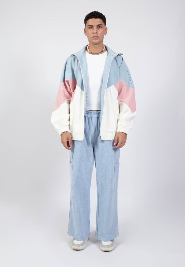 OCWA AMARI OVERSIZED COLORBLOCK BLUE WHITE PINK DENIM JACKET