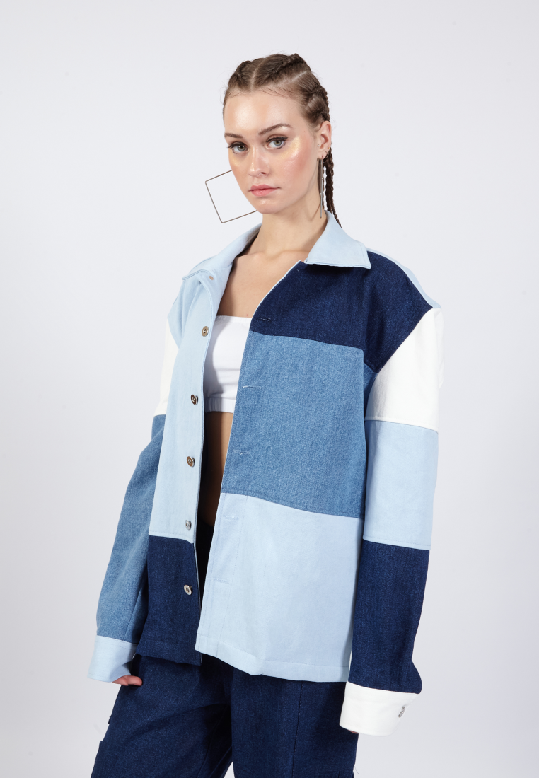 OCWA FRESCO OVERSIZED COLORBLOCK PATCH BLUE WHITE NAVY DENIM JACKET