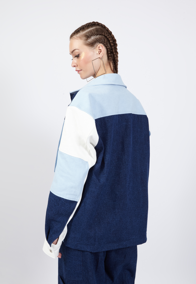 OCWA FRESCO OVERSIZED COLORBLOCK PATCH BLUE WHITE NAVY DENIM JACKET