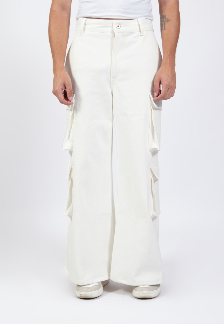OCWA DIMA WIDELEG FLARE CARGO WHITE JEANS DENIM