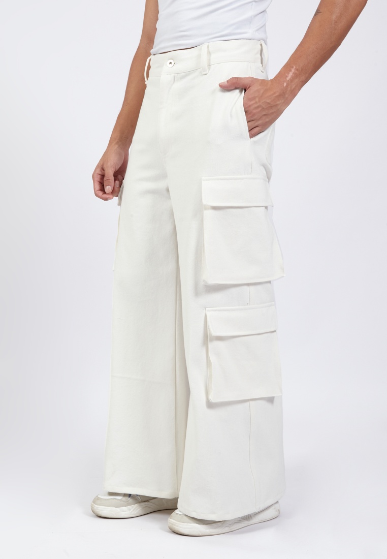 OCWA DIMA WIDELEG FLARE CARGO WHITE JEANS DENIM