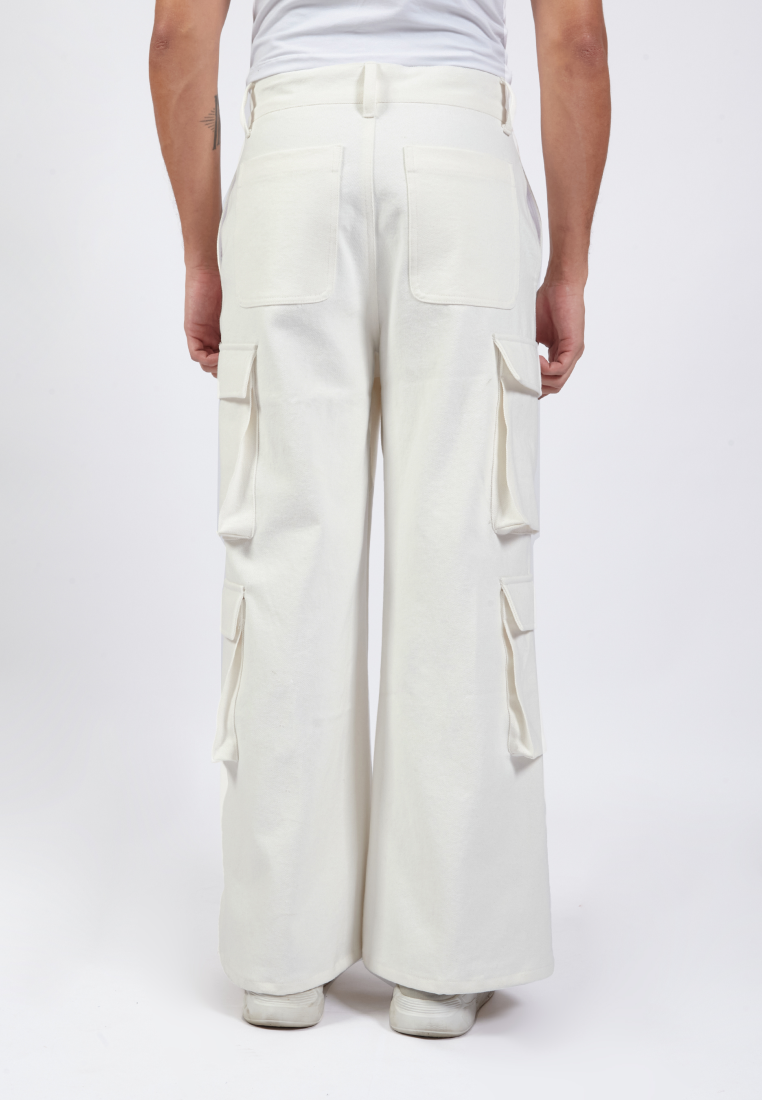 OCWA DIMA WIDELEG FLARE CARGO WHITE JEANS DENIM