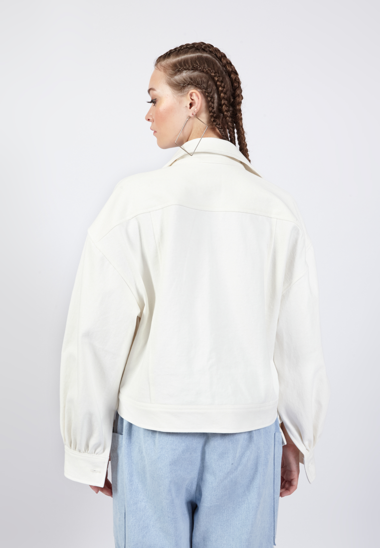 OCWA POPE WHITE OVERSIZED PUFF DENIM JACKET