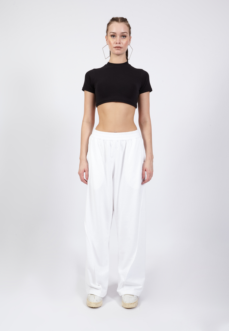 OCWA ZELINA CROP BASIC T-SHIRT TOP BLACK