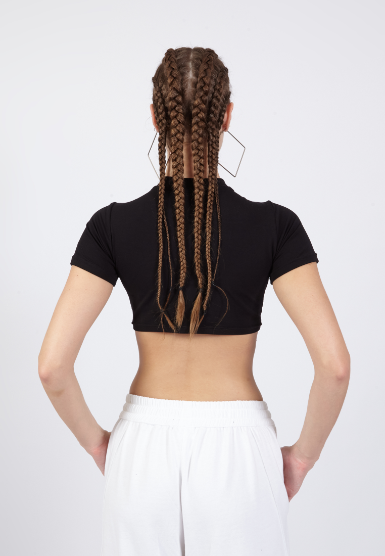 OCWA ZELINA CROP BASIC T-SHIRT TOP BLACK