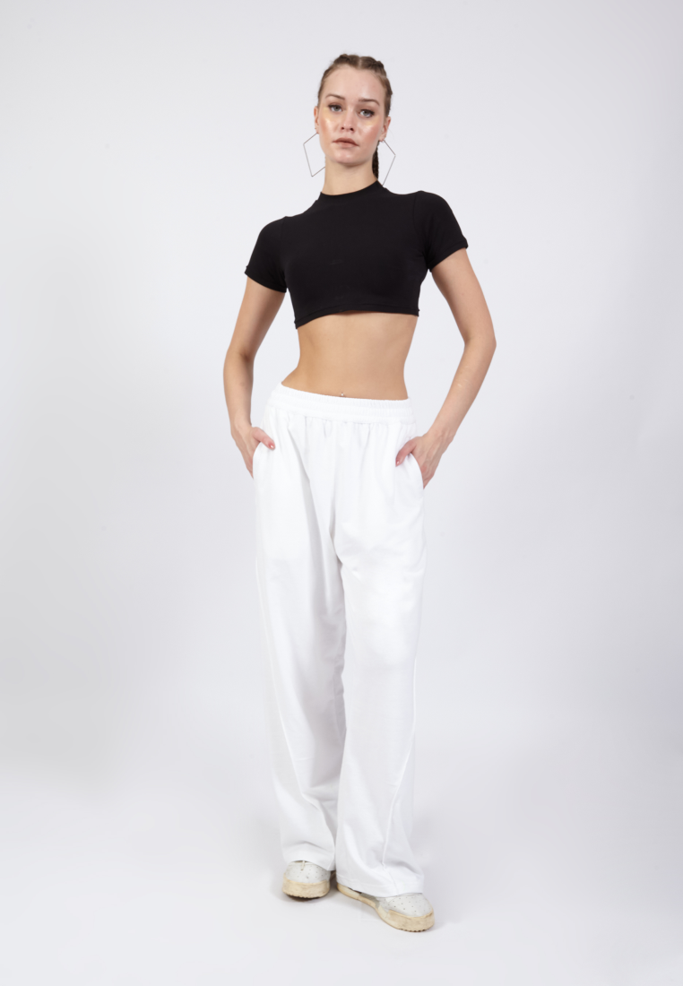 OCWA ZELINA CROP BASIC T-SHIRT TOP BLACK