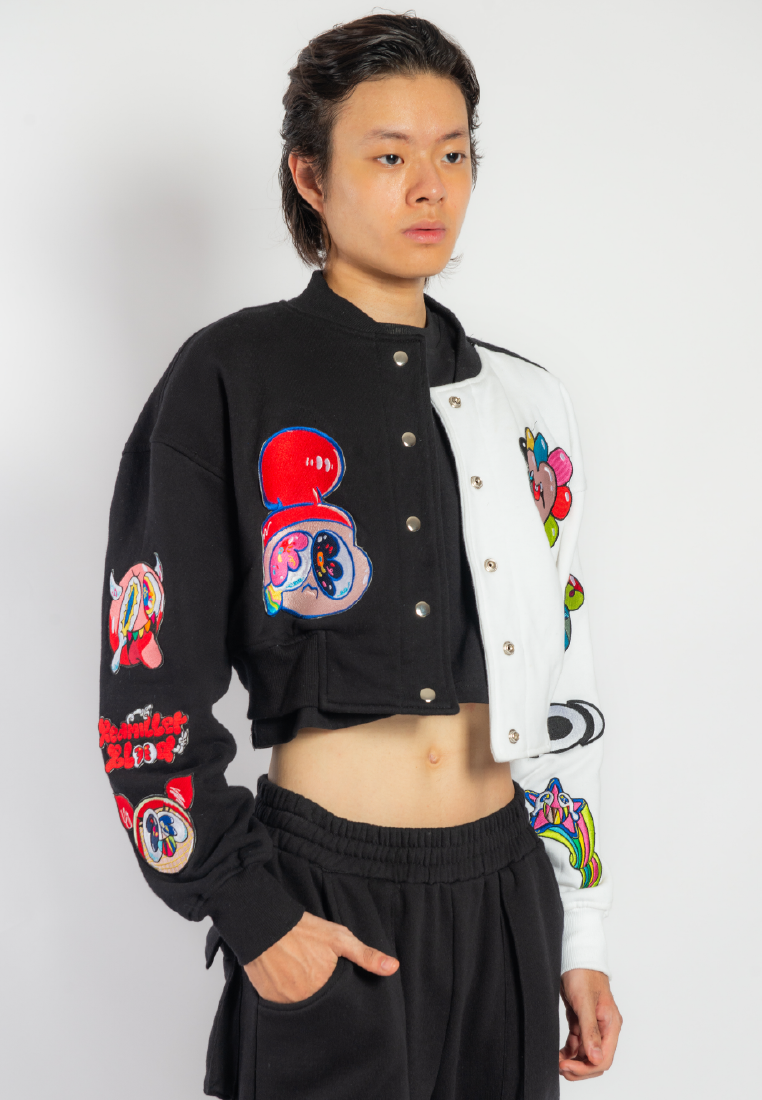 OCWA X REDMILLER REDMOJI CROP VARSITY JACKET