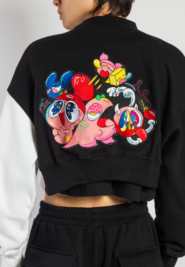 OCWA X REDMILLER REDMOJI CROP VARSITY JACKET