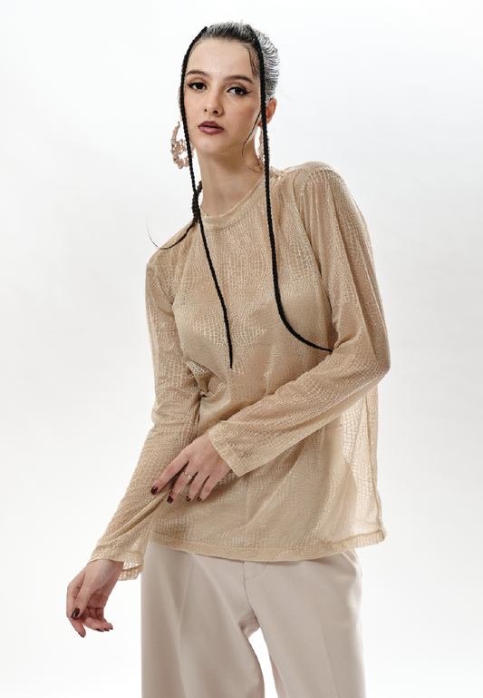 OCWA YORK SHEER TOP NUDE CREAM