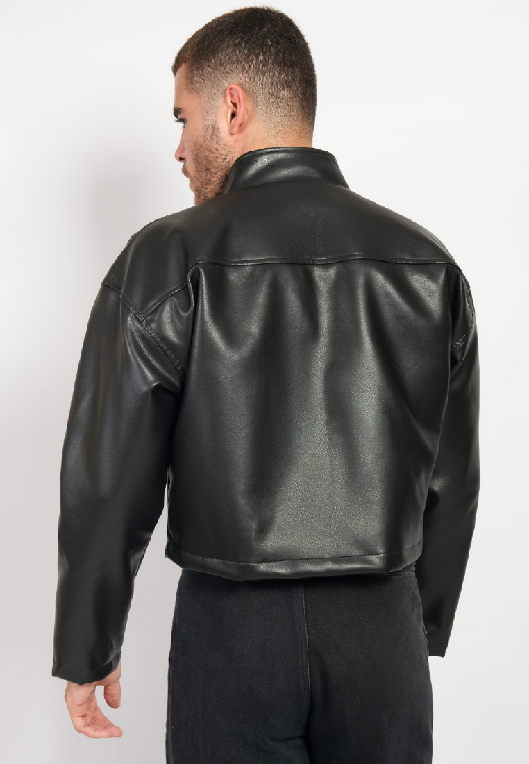 OCWA ZACK BLACK LEATHER CROP JACKET