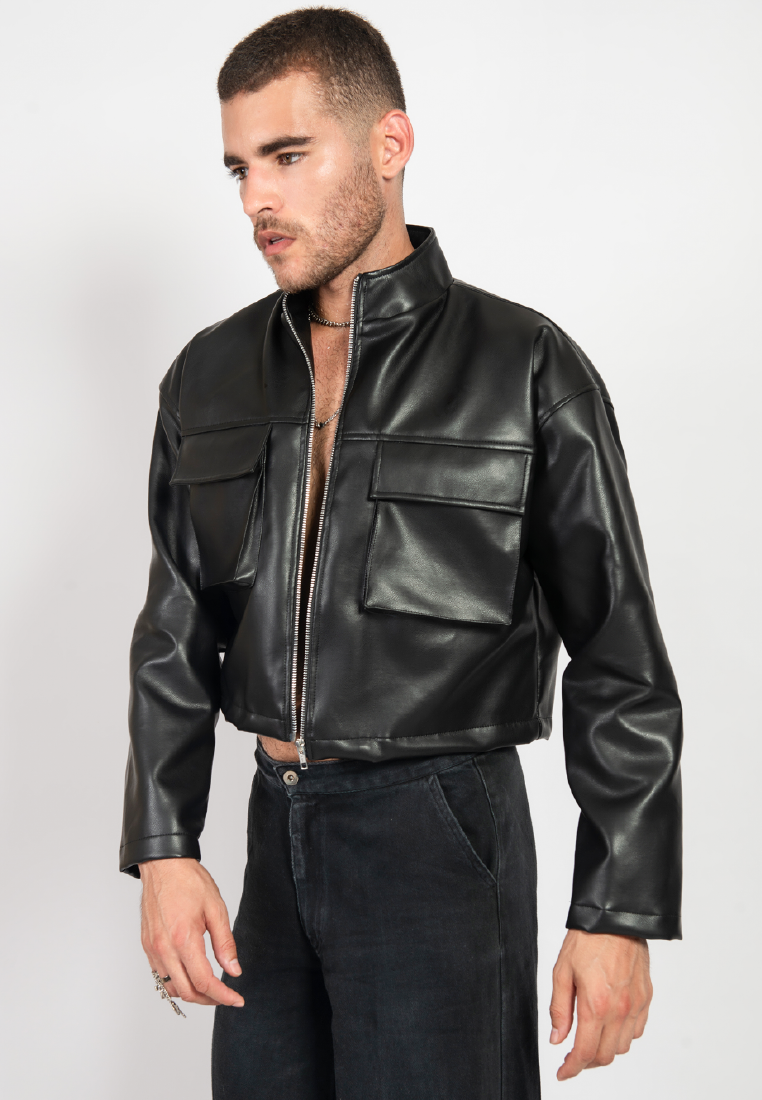 OCWA ZACK BLACK LEATHER CROP JACKET