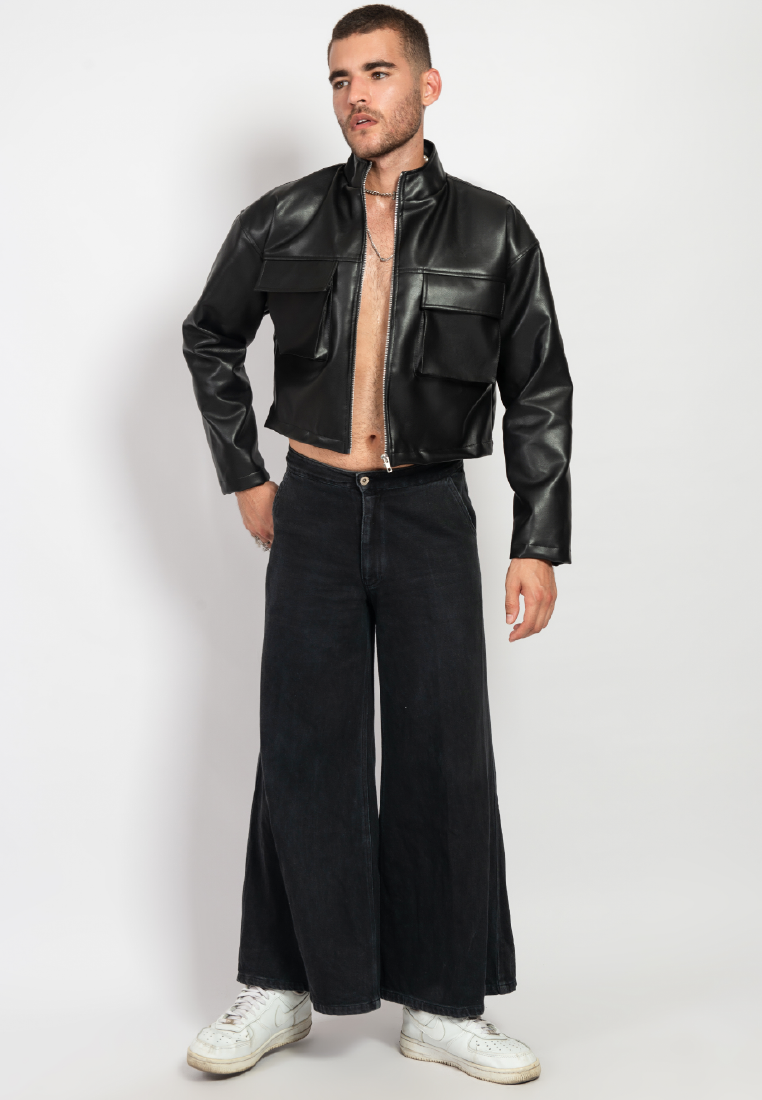 OCWA ZACK BLACK LEATHER CROP JACKET