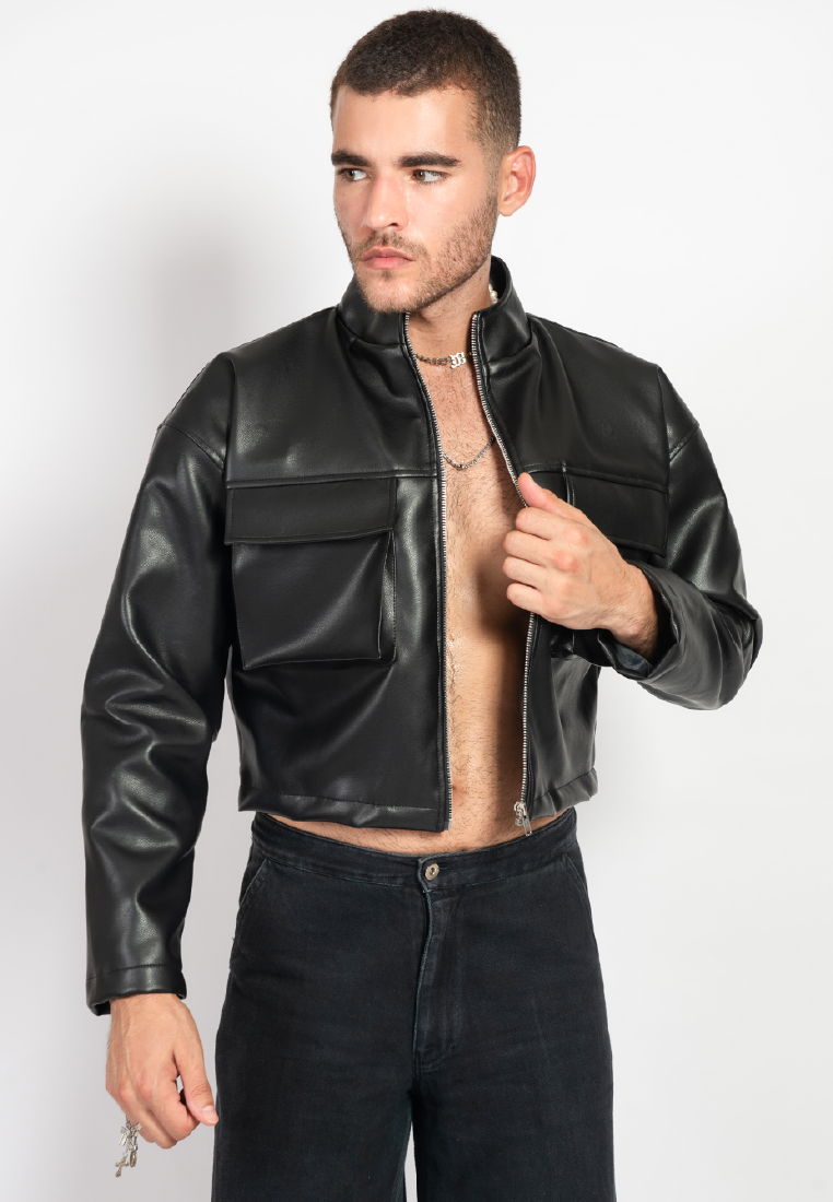 OCWA ZACK BLACK LEATHER CROP JACKET