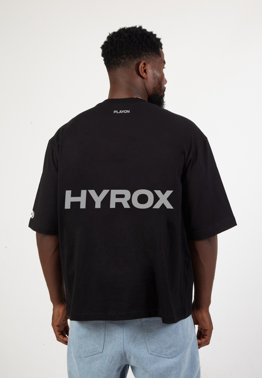 OCWA X PLAYON HYROX REFLECTIVE OVERSIZED BLACK TEE